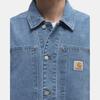 Carhartt WIP Logo Single-Breasted Long Sleeve Denim Jacket Men jackets Light-Blue I0348660112