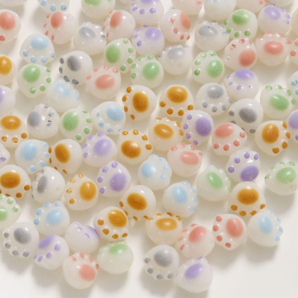 20pcs/Bag Cartoon Design Cat Paws Acrylic Bead Acrylic Jewelry Accessories  Hairpin