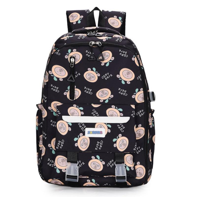 Cartoon Print Student Schoolbag Women's Lightweight Large Capacity Backpack