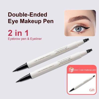 Waterproof Liquid Dual-ended Eyeliner Eyebrow Pen Smudge-Proof Long-Lasting  Eye Makeup Pen White Buy 2 Get 1 Free