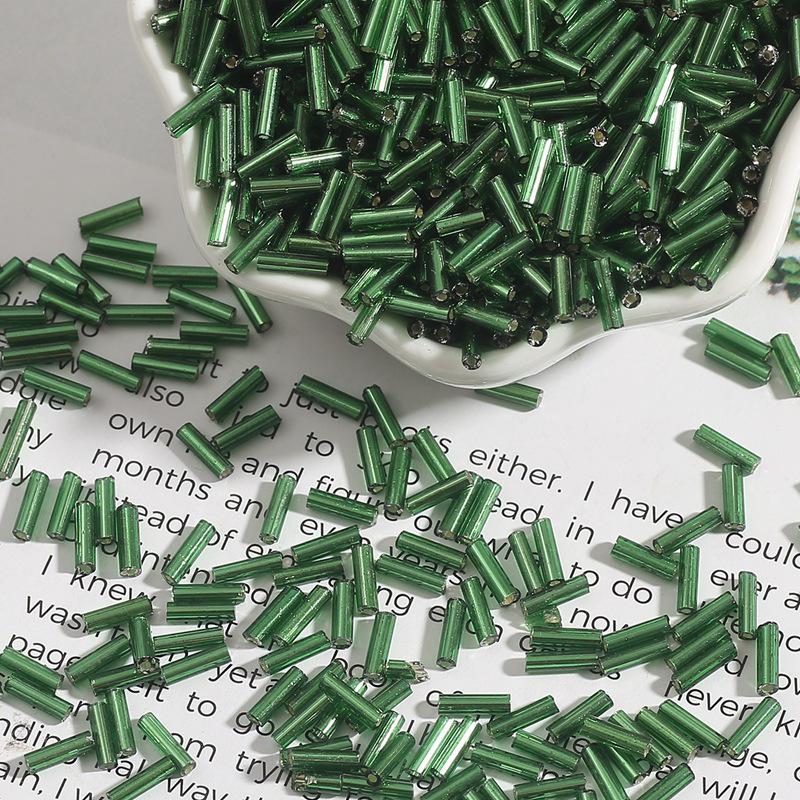 7mm Silver-Filled Glass Rice Tube Beads for DIY Jewelry, Necklace & Clothing Accessories
