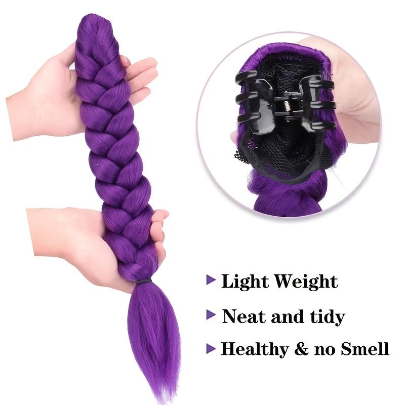 Purple Braided Hair Ponytail Extensions Wig Claw Clip Hair Ponytail Crab Hair Clips for Kids Party Cosplay Use Purple Wig