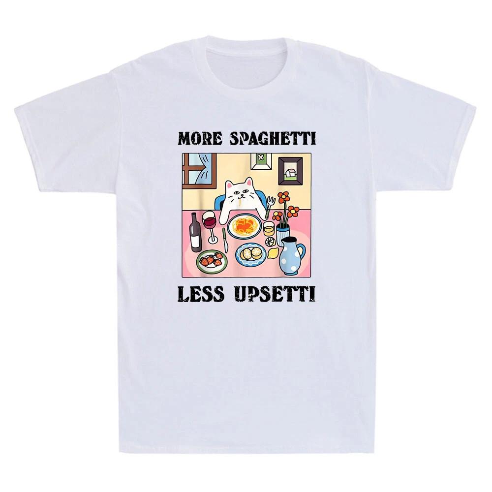 More Spaghetti Less Upsetti Funny Cat Eating Meme Quote Vintage Men s T-Shirt S разноцветный