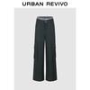 UR2026 Women's Contrast Plaid Wide-Leg Pants
