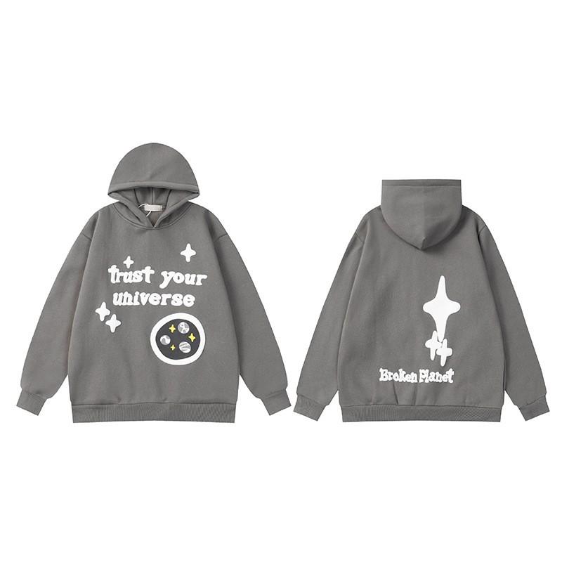 Broken Planet Graphic Print Hoodie Loose Fit Hip Hop Streetwear Teens Casual Winter Sweatshirt