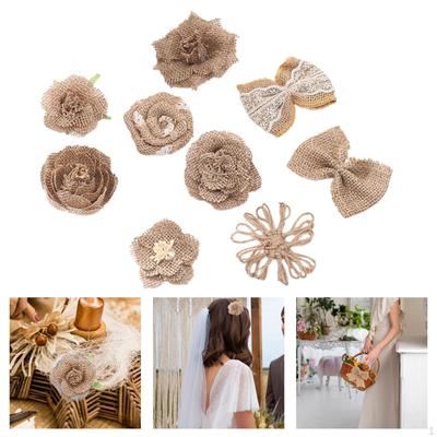 9Pcs Jute Bows Embellishments Rustic Sewing Supplies Decor Bowknot Ornaments for Scrapbooking