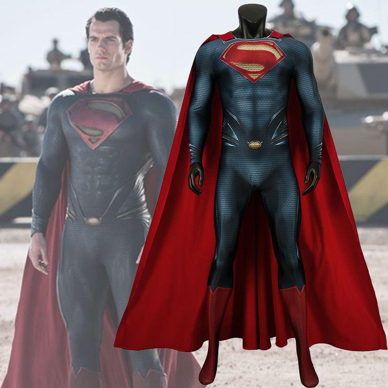 Quality Superman Man Of Steel Cosplay Costume For Unisex Adults And Kids**