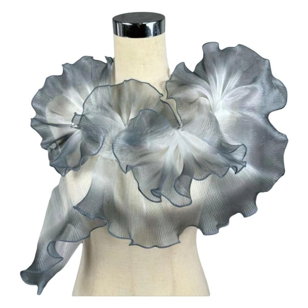 13 Cm X 1 Yard Pleated Fabric Three-Dimensional Pleated Transparent Edge Crepe Fabric Iridescent Gradient Wavy Trim