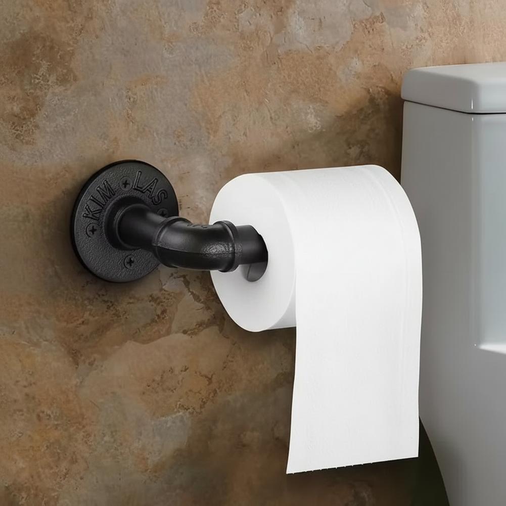 Portarotolo da Toilette Stile Tubo Industriale Ghisa Antiscivolo Asciugamano Mensola a Muro Accessorio Multiuso Montato a Parete Bagno F5Q0