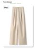 Women's 2025 Gray High-Waisted Wide-Leg Dress Pants - Spring/Autumn Casual and Drapey