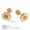 Sweet Cool Wind Cartoon Cute Dripping Rabbit Flower Earrings Stainless Steel Gold Plated Earrings Women