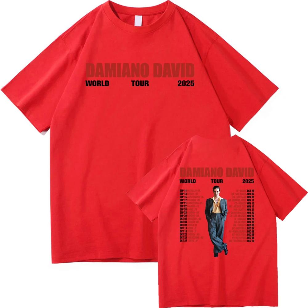 Heißer Verkauf Damiano David Lustige Kleine Ängste Welttournee Poster Grafikdruck T-Shirt Herren Damen Streetwear Harajuku Hip Hop Locker Lässig Übergroßes Oberteil