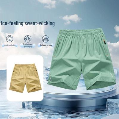 Ice Silk Men's Plus Size Casual Beach Shorts - Lightweight, Loose-Fit Running Sports Summer Shorts
