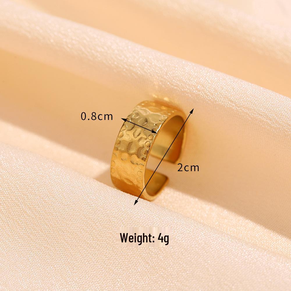 Adjustable Minimalist Geometric Open Stainless Steel Women's Ring - Gold-Plated, Hydraulic Vacuum Finish