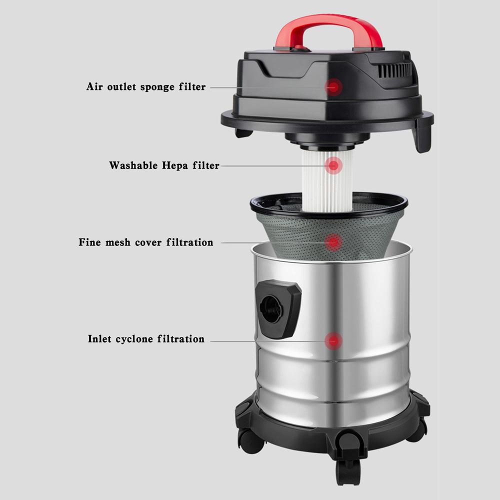 5 Gallon Steel Stainless Wet and Dry Canister Vac Shop Mall Industrial Vacuum Cleaner 1800W Floor Clearning Robot for Hotels Res