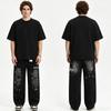 Jeans Graffiti Ink Splash Vintage Distressed Wash Loose Trendy Casual Straight Legs Male