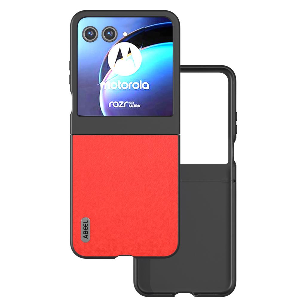 For Motorola Razr 50 5G Case Genuine Cow Leather Coated PC Phone Cover