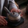 Grobes Steingut Teekanne mit Seitengriff Handgefertigt Hämmerdekor Teekanne Vergoldete Eisen glasur Retro Kung Fu Teekanne Teeverkostung