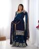 Women Bollywood Party Wear Salwar Suit Palazzo Set Indian Pakistani Chinon Silk Salwar Kameez Sharara