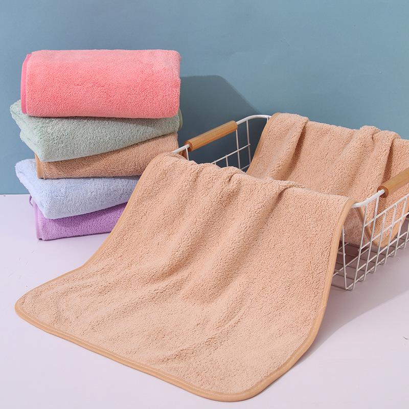 Soft High-Density Coral Fleece Towel - Absorbent, Thick Face & Hair Drying with Fresh 3D Floral Design