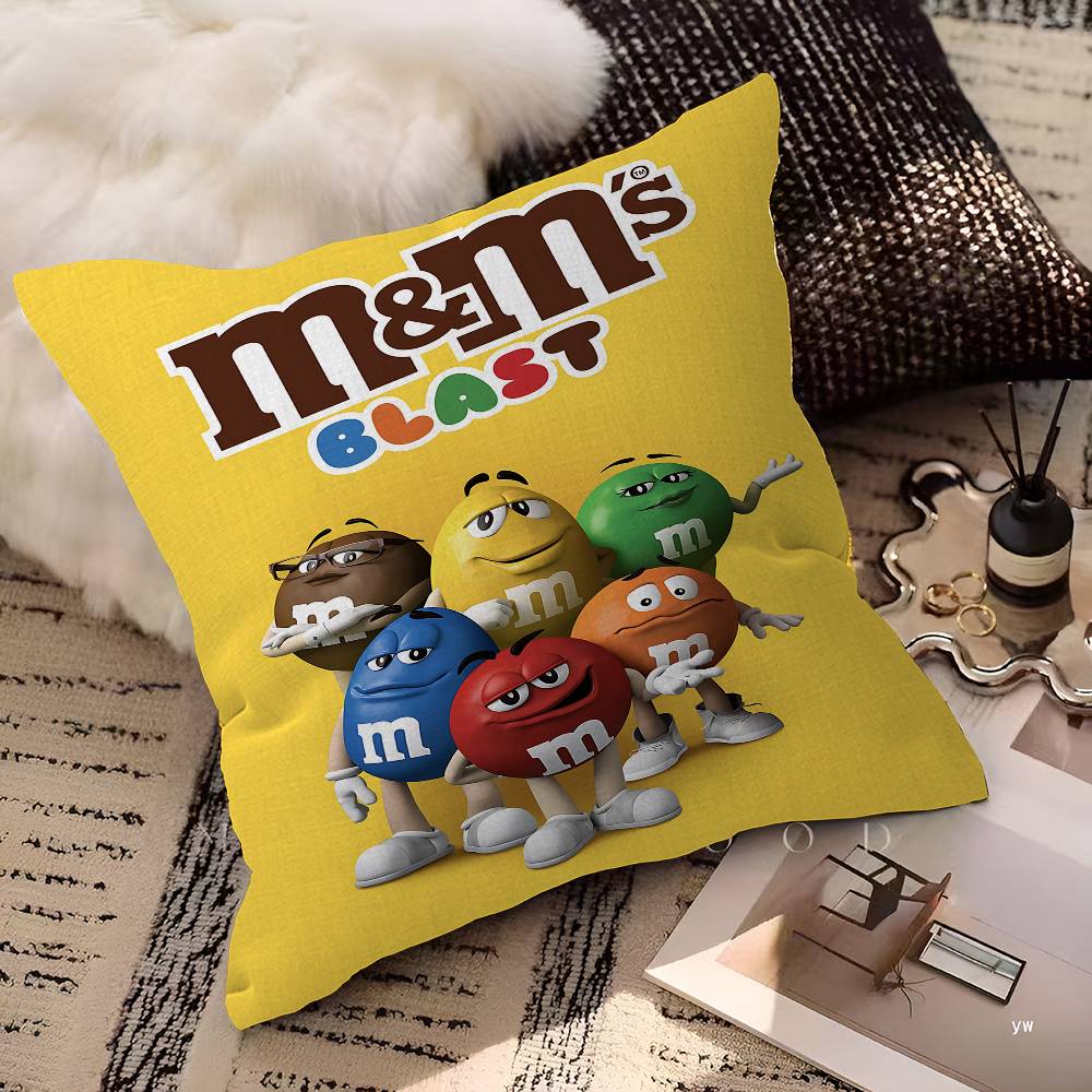 Classic M_M&M Chocolate Pillow Anime Pillow Sofa Bed Head Pillow Cover Cushion Cover 45X45 Cm Fashion