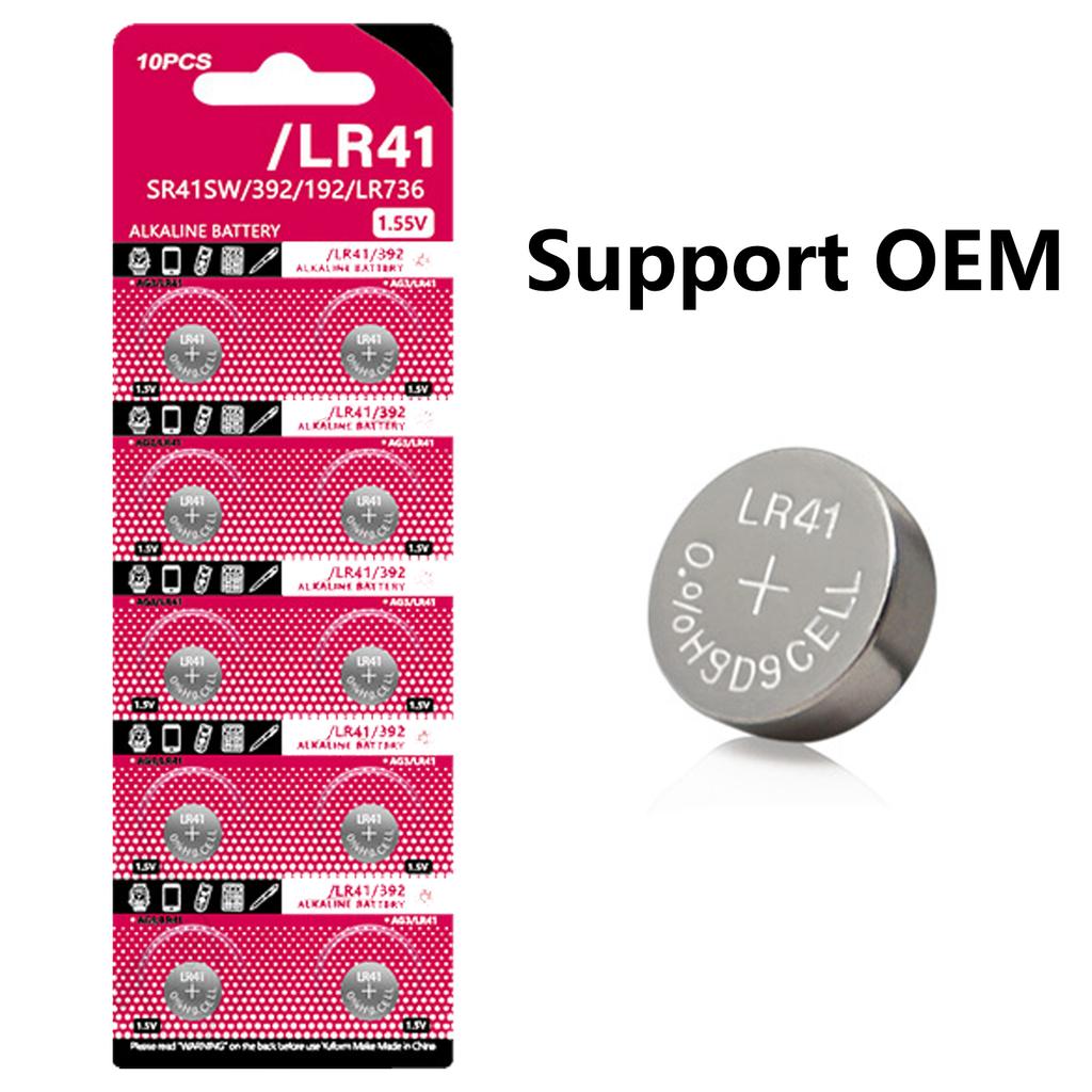 Pack of 10pcs/sheet LR41 Alkaline Button Batteries 1.5V Coin Cell Battery for Watches Calculators and Digital Cameras