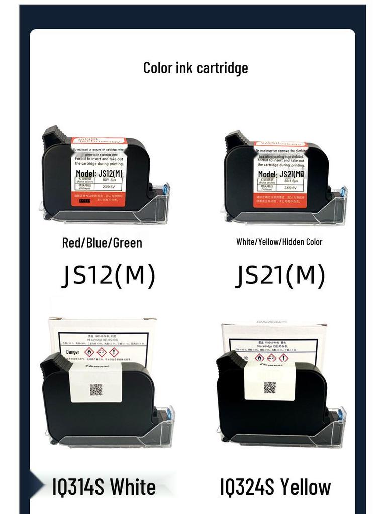 Quick-Dry Ink Cartridge for Multiple Inkjet Coder Models JS10, JS12, IQ800, 880, 797, 2590, 1704