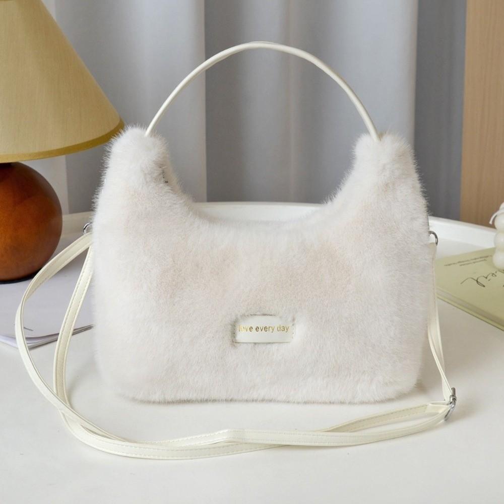 Winter New Luxury Faux Fur Ladies Shoulder Bag Soft Fluffy Female Crossbody Bag Solid Color Large Capacity Plush Tote Bag