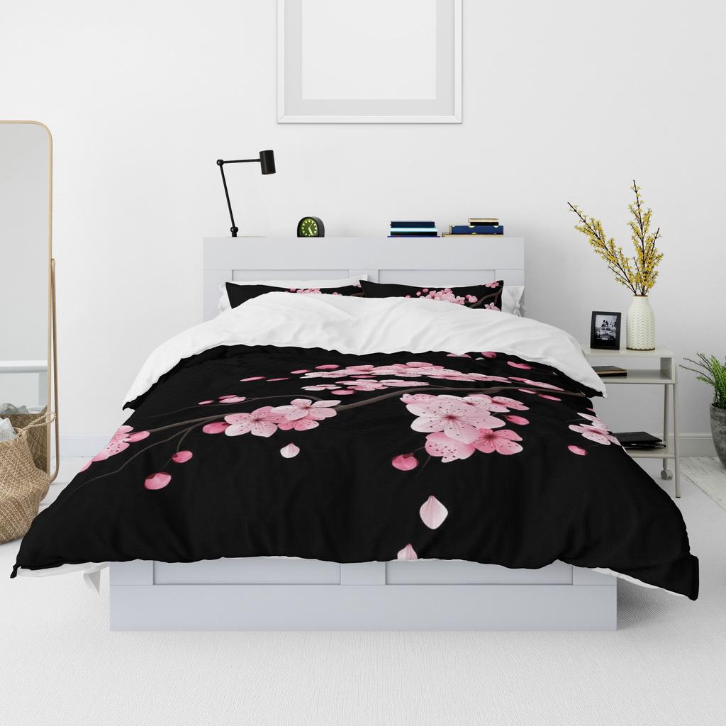 2/3pcs Duvet Cover Set, Japanese Cherry Blossoms Print Bedding Set, Decorate Duvet Cover For Bedroom Guest Room 1*Duvet Cover