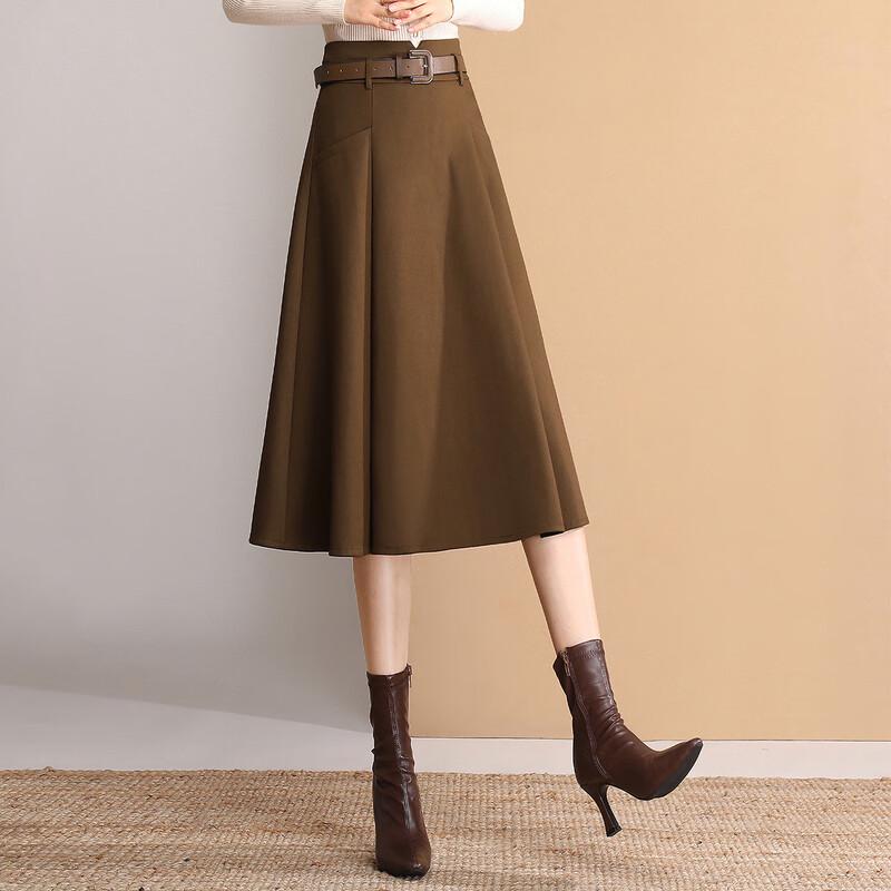 Bailuyu Women's High-Waist Pleated A-Line Midi Skirt
