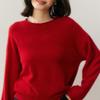 Women's Cashmere Rolled Hem Round Neck Sweater - 2025 Autumn/Winter Collection, Loose Fit and Slimming Pullover.