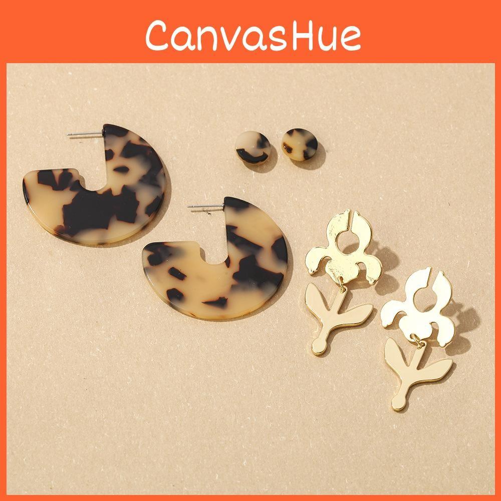 Leopard Trendy Print Acetate Stud Earrings With Bold Alloy Star Design Summer 2021