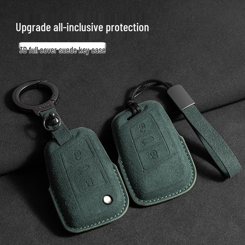 Volkswagen Wildleder Schlüsselhülle für Touran, Tayron, Tiguan L, Sagitar, Lamando L, Magotan, CC, ID4 - Vollständige Abdeckung