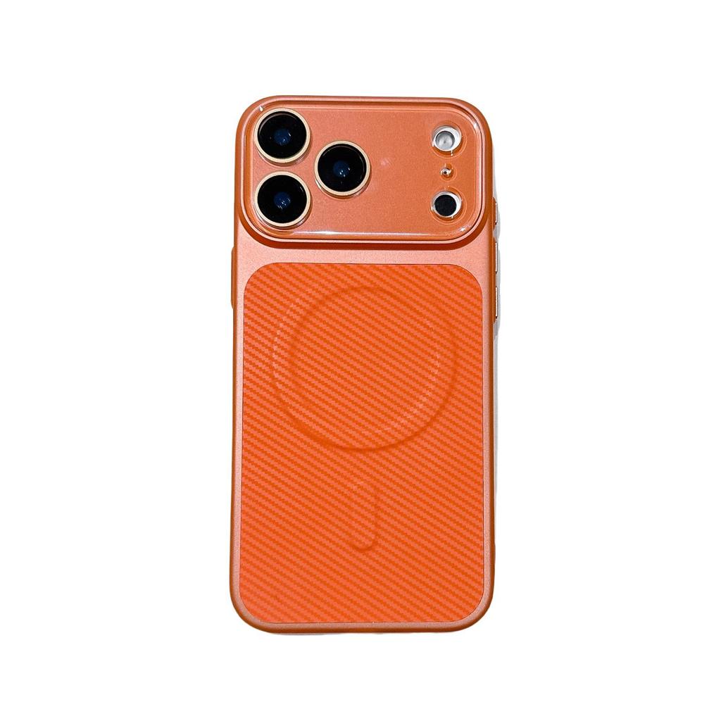 Apple 17Promax Carbon Fiber Leather Texture Phone Case - iPhone 16 Magnetic Charging 15Pro Protective Cover