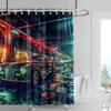 Car Pattern Shower Curtain Waterproof Bathroom Partition Curtain Bathroom Shower Curtain Hooks