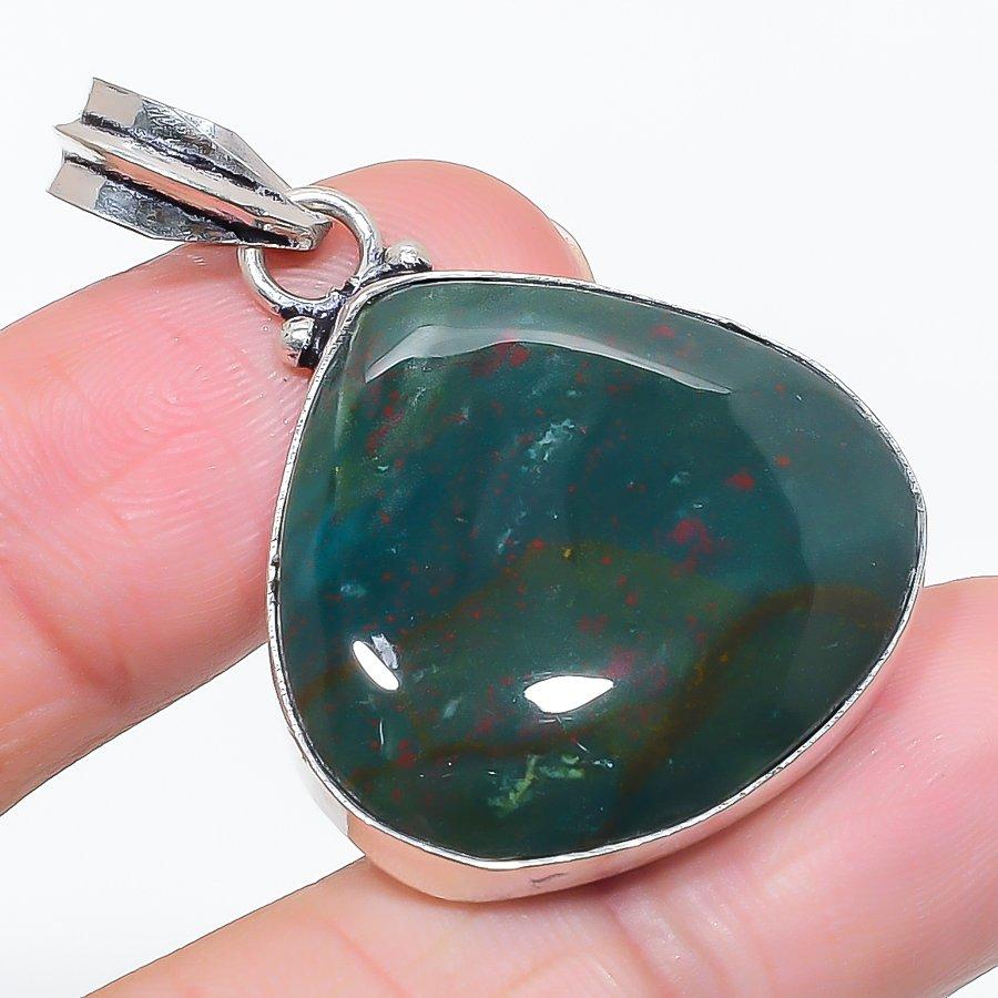 

Natural Bloodstone Gemstone 925 Sterling Silver Jewelry Pendant 1.77 p1s93