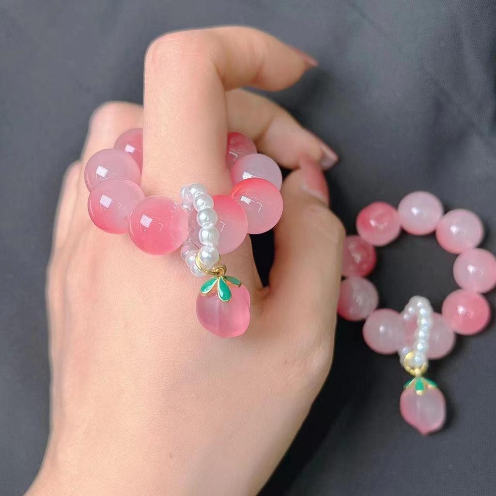 Xiaohongshu Style Soft Pink Crystal Hand Twist Prayer Beads - Student Version