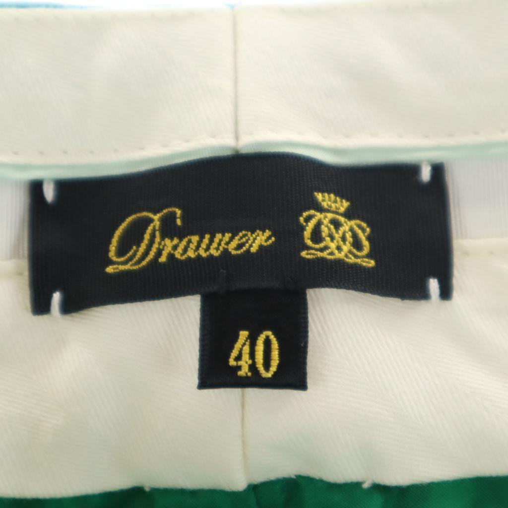 Drawer Wool Made In Japan Check Pattern Tapered Pants 40 Green Women Used