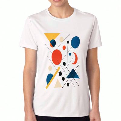 Geometric Figure Unisexs Cotton T Shirt, Premium Cotton Print, Durable, Casual Fashion. Gradient Design Ladies Tee, Abstract Graphic Art Soft T Shirt 