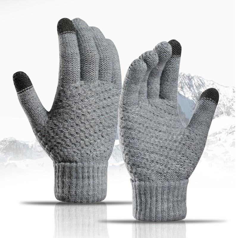 Frauen Männer Warme Winter Touchscreen Handschuhe Stretch Strick Fäustlinge Wolle Vollfinger Guantes Weibliche Häkeln Handschuh