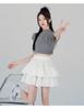 Spring 2025 Women's Black High Waist A-Line Puffy Half Umbrella Skirt