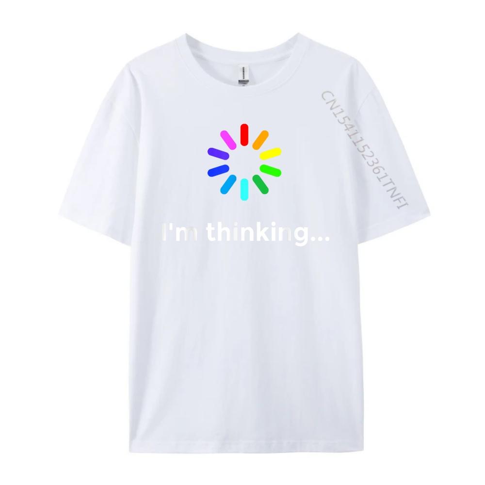 I M Thinking Geek Nerd Computer Programmer Techie T Green And White Graphic T Shirt Short Sleeve TShirt