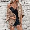 Colorful Plaid Knit Fringe Shawl Women's Fall/Winter Casual Oversized Sweater Cape