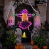 Crashing Witch Into Tree Halloween Decoration with LED Light Outdoor Lighted Flying Witch for Tree Yard Patio Porch Decoration