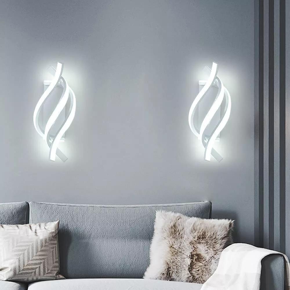 12W LED Wall Lamp White Modern Indoor Wall Light Creative Sconce Bedroom 6500K