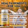 Natural Vitamin D3+K2 Capsules, Containing Organic Coconut Oil, Beneficial for Bone and Teeth Health.