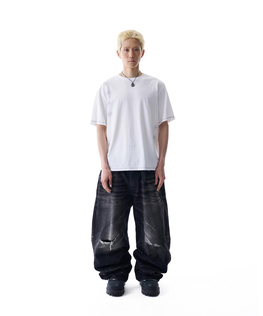 AAKAM Cracked Sun Half Top (White)