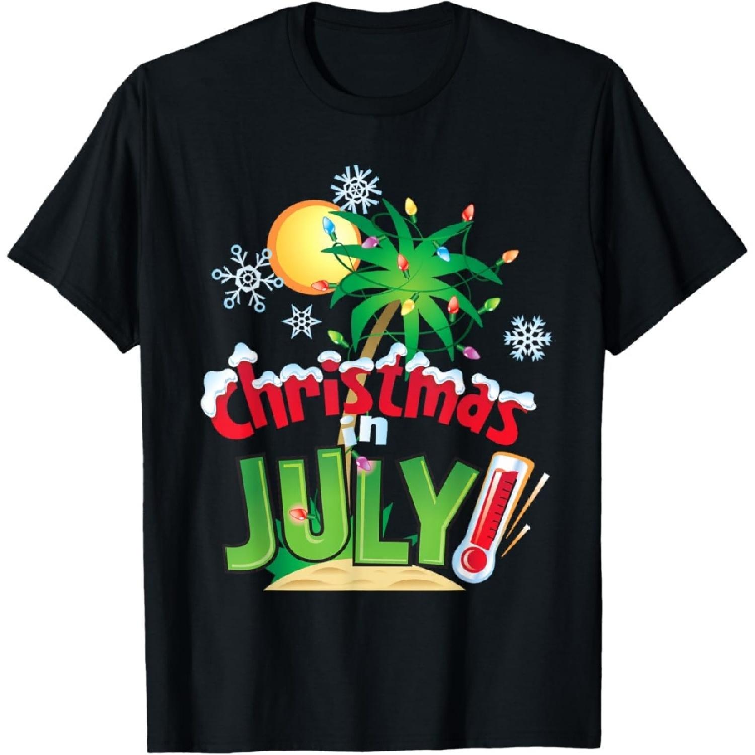 

Funny Christmas in July Shirt Summer Beach Vacation Xmas Men Women Kids T-Shirt XXXXXL чорний