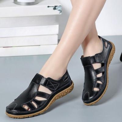 Sandali da Donna in Pelle Casual Estivi a Punta Chiusa Sandali da Spiaggia Scarpe da Ginnastica Piatte Comode