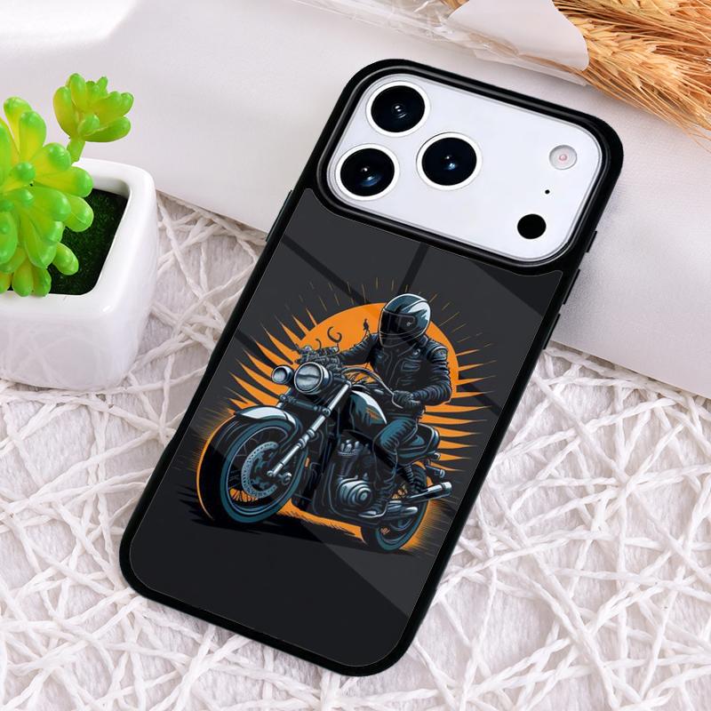 Motorcycle Man Shockproof Phone Case for iPhone 17 Air 16e 15 11 12 14 13 Pro Max Cover Coque